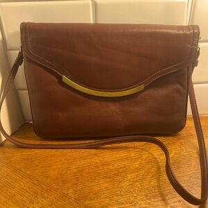 ETIENNE AIGNER LEATHER SHOULDER BAG/CLUTCH - Rusty Brown Leather w/Brass Trim⚡️